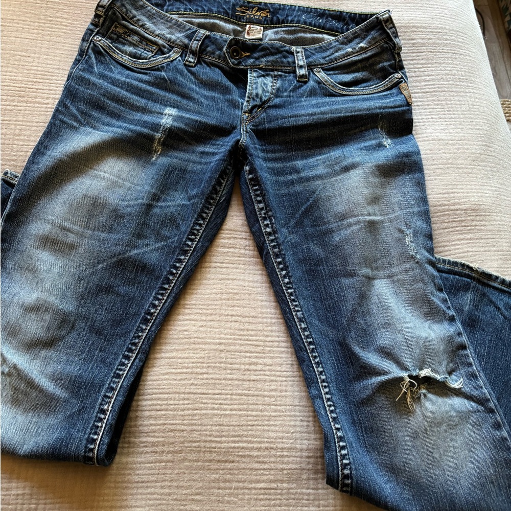2 Pairs! Silver Jeans Women's Boot Cut Jeans - Dark Blue - Picture 6 of 9